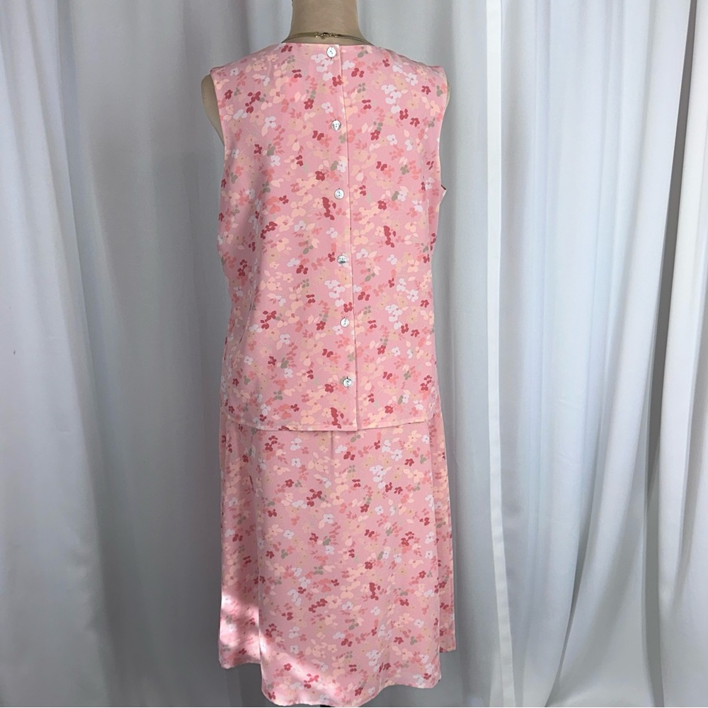 Liz Claiborne Villager Skirt Outfit Set Sz 8 Pink Floral Buttons Up Back Easter - Picture 4 of 15